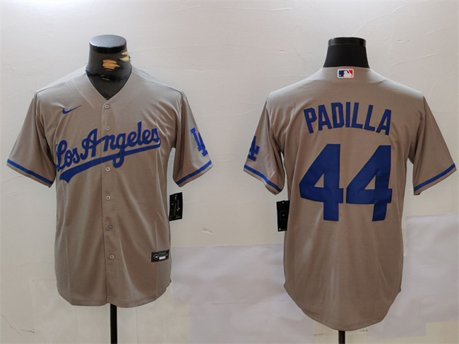 Men's Los Angeles Dodgers #44 Vicente Padilla Grey Cool Base Stitched Baseball Jersey Men's Los Angeles Dodgers #44 Vicente Padilla Grey Cool Base Stitched Baseball Jersey